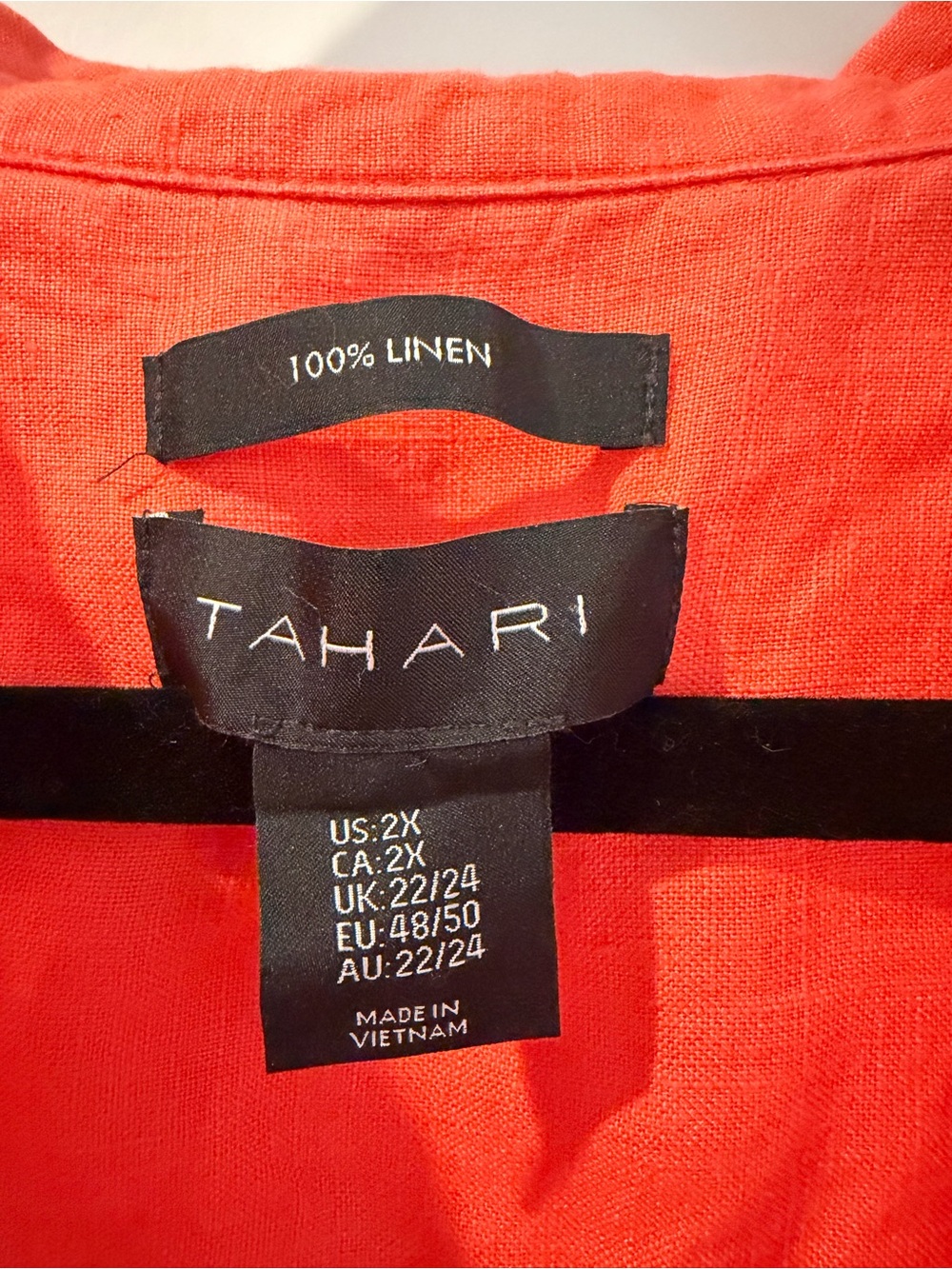 Tahari Sleeveless Button-Up Tunic in Vibrant Orange - Picture 4 of 4